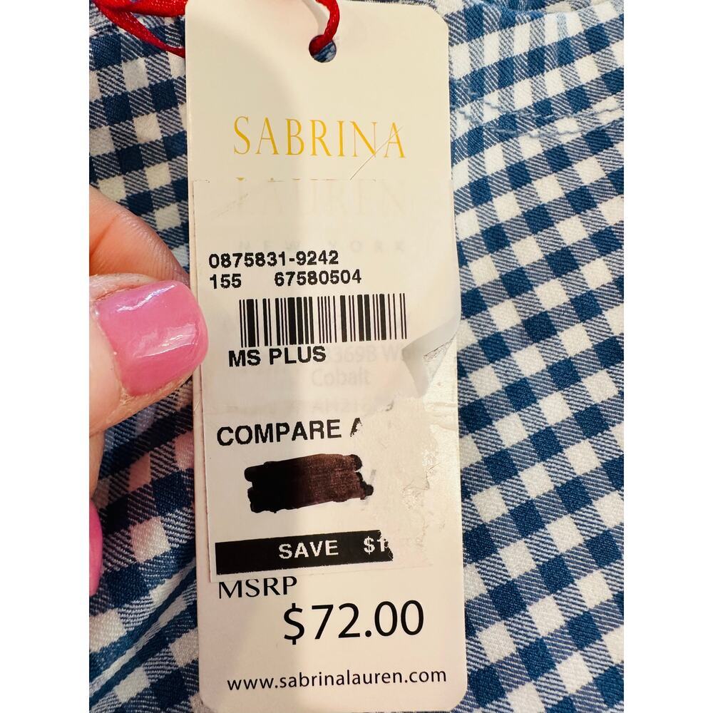 Sabrina Lauren Women’s Plus Cropped Pants Gingham Stretch Comfort Summer 22 NWT - Picture 4 of 9